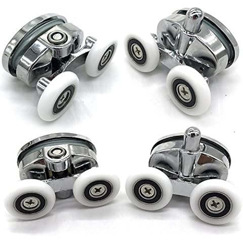 Set of 4 New Oval Butterfly Twin Wheel 23mm Shower Door Rollers (Diameter 23mm2top2bottom) (23mm Distance :27mm) Cover