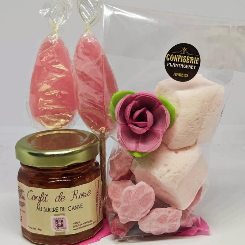 Pequeña caja de regalo gourmet con rosa – Regalo original – Confitería y mermelada – 200 g