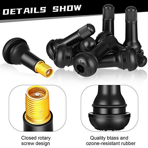 Image of Tallew 150 Pieces TR413 Tire Valve Stems, Rubber Snap-in Tubeless, Black