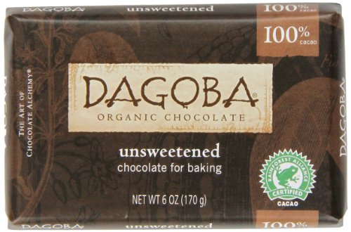 DAGOBA Organic Unsweetened Baking Chocolate Bar, 6 Ounce (Pack of 5)