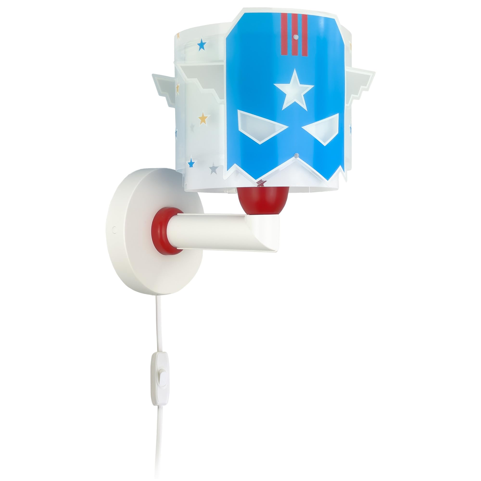 Dalber Lámpara Aplique Pared Infantil Blue Hero | Lámpara aplique de pared con instalación directa a la corriente o mediante cable con interruptor incluido.