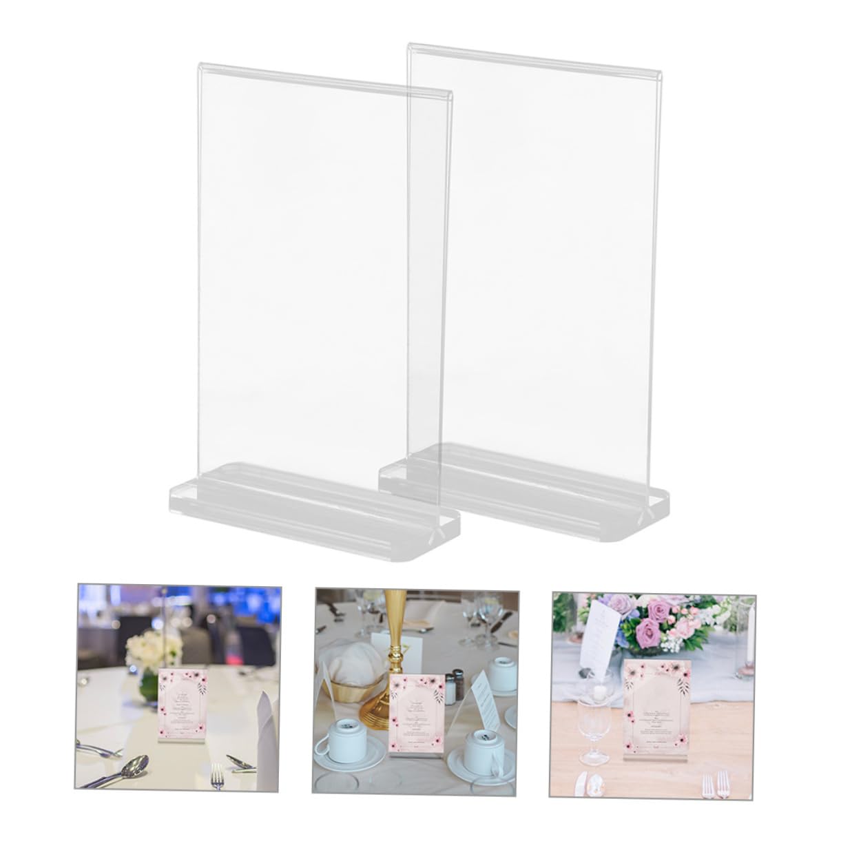 Lot de 10 Porte-affiches de Table en Acrylique, Format T, Base Stable Antidérapante, pour Menus et Prix en Restaurants et Bureaux