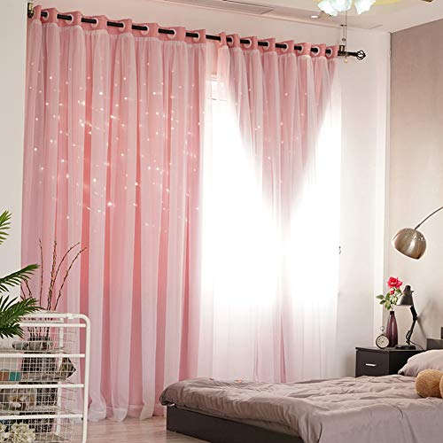 Cortinas opacas de doble capa con aislamiento térmico y ojales y superposición de tul, paneles de cortina de ventana de color sólido para sala de estar, 100 x 106 pulgadas