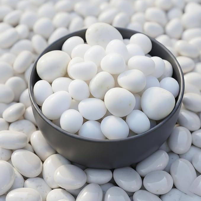 BhuHitra 1 Kg Polished White Pebbles Stones for Plant pots, Aquarium/Fish Tank, Decorations, Garden, Tables, and Home Decor (1 Kg, White Stone)-image-39