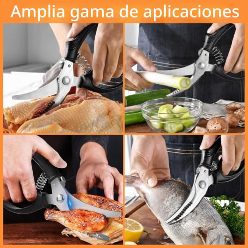 Miniatura 7 de Tijeras De Aves De Corral Afiladas De Acero Inoxidable Para Carne, Con Bloqueo De Mango, Mango De Plástico Antideslizante Y Pluma, Adecuadas Para Cortar Huesos De Pollo, Pescado, Verduras Y Barbacoa