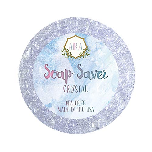 Aira Soap Saver - Soap Dish & Soap Holder Accessory - BPA Free Shower & Bath Soap Holder - Drains Water, Circulates Air, Extends Soap Life - Fits All Soap Dish Sets - Round Crystal