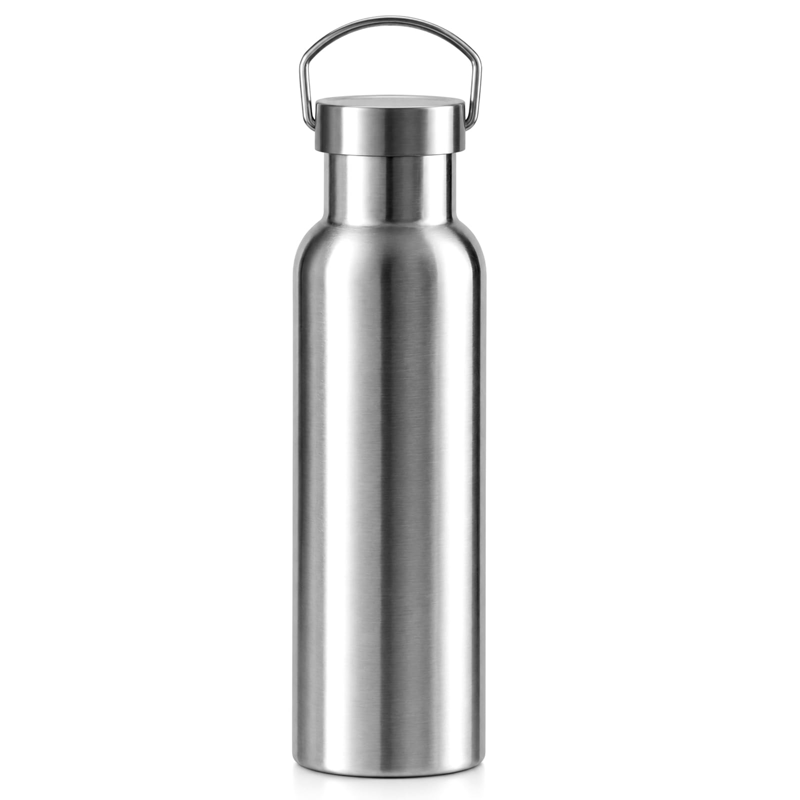 butelka na napoje ze stali nierdzewnej, 600 ml, nieizolowana, jednowarstwowa butelka na wodę, termos BPA-Free ze stali nierdzewnej, wielokrotnego użytku, z uchwytem, do campingu, wędrówek