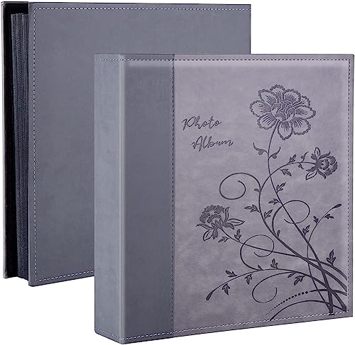Miaikoe Photo Album 6x4 1000 Photos Slip in, Extra Large Capacity Leather Cover Wedding Family Picture Albums Holds 1000 Horizontal and Vertical 10x15cm Landscape Photos(Grey)