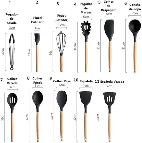 Belifou 19 Peças Jogo Utensilios Cozinha Conjunto de Utensílios de Cozinha de Silicone Com Cabo de M