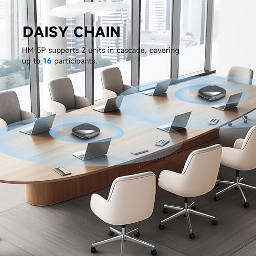 Image of HORION Conference Speaker with Microphone, Wireless Bluetooth Speakerphone for Office Meeting Computer PC, w /8 Mics, 20ft Voice Pickup, 8H Call Time, AI Noise Cancelling, Portable with Zoom /Teams