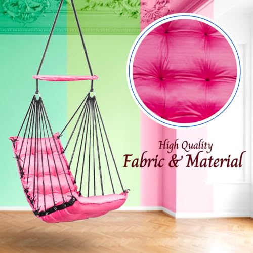 Image of Swingzy Premium Hanging Swing Chair for Kids & Adults | Portable Hammock Chair with Padded Cushion for Outdoor & Indoor| Cozy Single Seater Jhula for Home | Weight Capacity Upto 200Kgs (Pink)