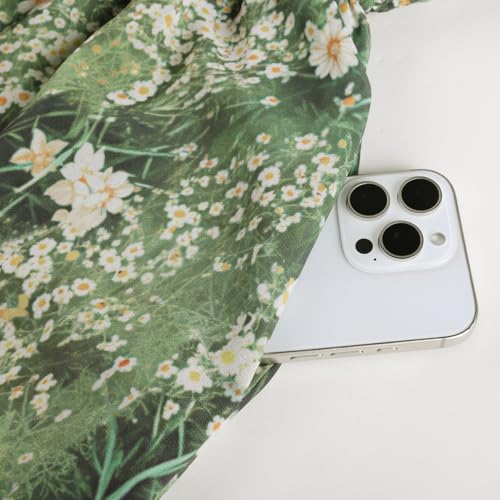 Image of Scarlet Darkness Floral Dress for Women Summer Puff Sleeve Square Neck A Line Flowy Wedding Guest Tea Party Dresses