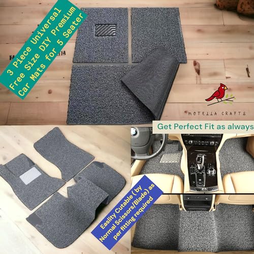 Image of PVC Cushion Car Mats - Universal 3 Piece Anti-Skid Noodle Car Foot Mats, Durable Vinyl Rubber Floor Mat, Dust & Liquid Trapping, Trapping Built for Comfort- (Plain Black)