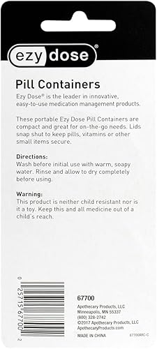 Miniatura 6 de EZY DOSE Farmacia de bolsillo portátil y redonda diaria, pastillero, organizador y recipientes de vitaminas, tapas de cierre a presión, perfecto