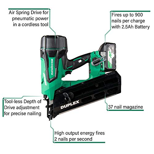 image for Metabo HPT 36V MultiVolt Cordless Duplex Nailer | 21 Degree Duplex Nai