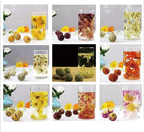 Organic Flower Tea Balls Kit Natural Herbal Floral Tea Gift Set Handmade Press Art Teas Ball- 10 Different Flovors Pure Flowering Tea Variety Pack