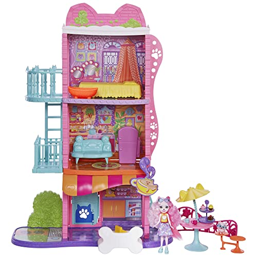 Enchantimals City Tails Apartamento de Palmer Pomeranian y Pommy SIOC Casa de muñecas 3 pisos con figura, mascota perrito, muebles y accesorios, juguete de regalo +4 años (Mattel HJH65) Cover