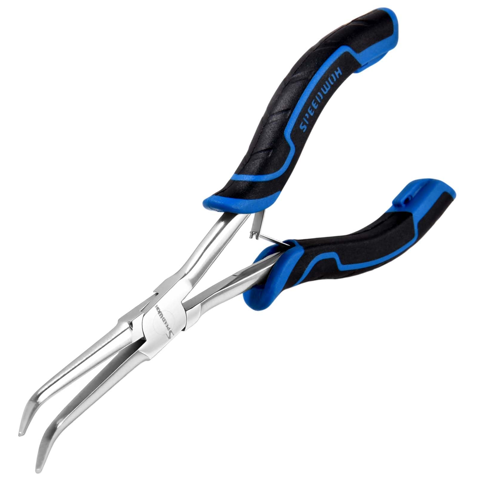 SPEEDWOX Long Reach Bent Needle Nose Pliers with Smooth Jaw Angled Needle Nose Pliers for Jewelry Making Fish Bone Tweezers Bent Chain for Wire Bending and Small Object Gripping — image 1