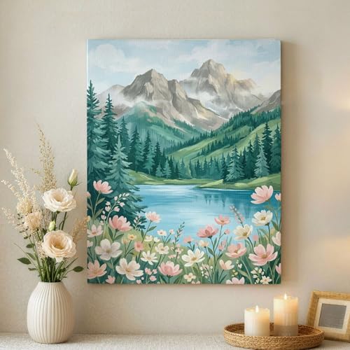 Toile murale paysage de pêche verte tableau décoration salon chambre 40x50