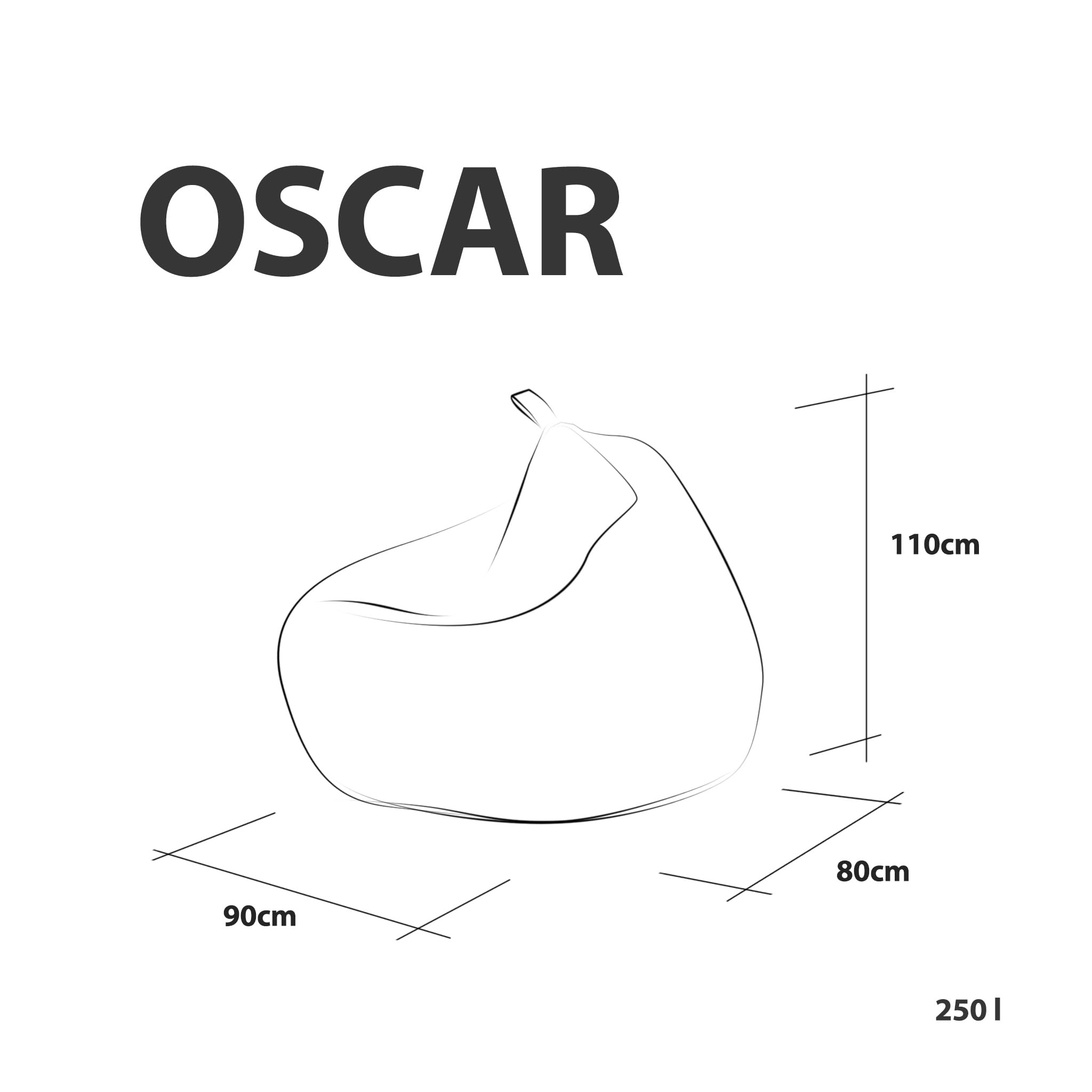 Ecopuf Oscar Outdoor - Pouf Poire, Sako, Fauteuil Coussin Moelleux avec Rembourrage -pour Enfants et Adultes - pour La Maison et à L'Extérieur - Polyester Durable, avec Poignée - 90x110cm - M1