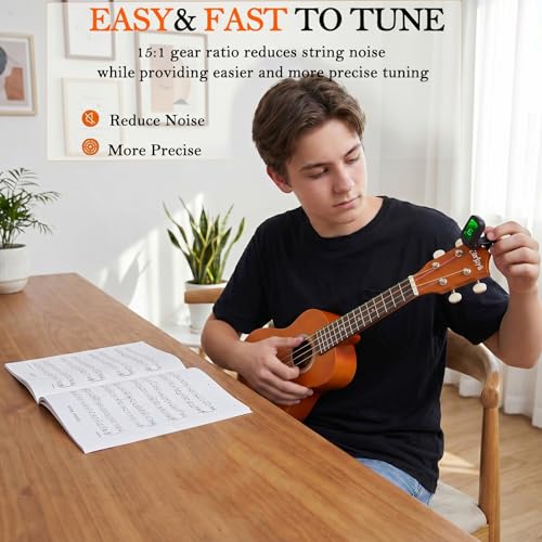 Image of Everjoys Soprano Ukulele Beginner Kit 21 Inch w /Free Online Lesson Gig Bag Tuner Picks Strap, Fast to Learn (Honey)