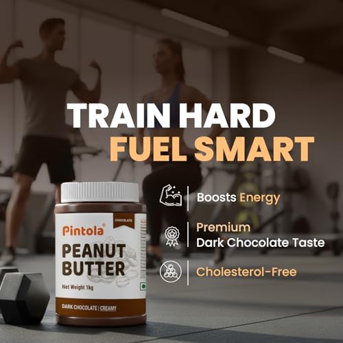 Image of Pintola Almond Butter Dark Chocolate Creamy 350g, | High Fiber | Smooth | Gluten & Cholesterol Free | 14g Protein | Made with dark chocolate & fresh almonds (Pack of 3)