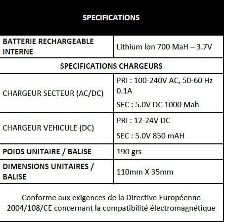 LEDWORK MALETTE DE 2 BALISES DE SIGNALISATION LED PORTATIVE SANS FIL RECHARGEABLE