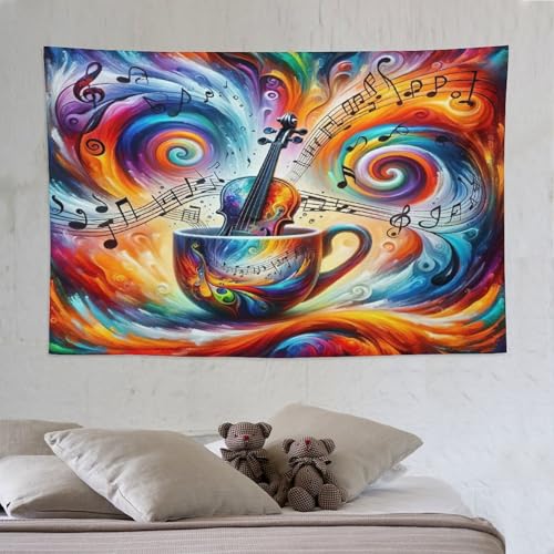 Tenture note musicale en polyester pour creer un studio de musique en dortoir