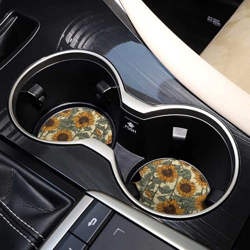 Posavasos para portavasos de auto 2.6" 2 Pack madera miniatura 7