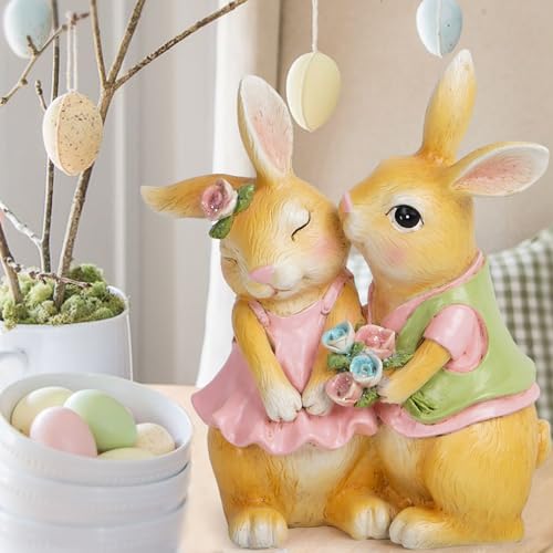 Hodaoeasterbunnydecorationsforhomebrownfurrycouplerabbitlovefigurineswithbouquetandexpressaffectionspringdecorresinrabbitsgiftstieredtrayiindoorornamentsbrown Urban Country Home Decor Hodao easter bunny decorations for home brown furry couple rabbit love figurines with bouquet and express affection spring decor resin rabbits gifts tiered tray iindoor ornaments brown urban country home decor
