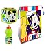 Set sandwichera infantil, botella de agua y Bolsa Merienda de Cuerdas. Pack Diseño Colorido | Sandwichera Escolar | Material Escolar Vuelta al Cole. (Mickey Mouse)