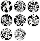 Hyamass 8pcs Mix Flower Stencils Round Shape Hollow Out Painting Stencils Drawing Templates