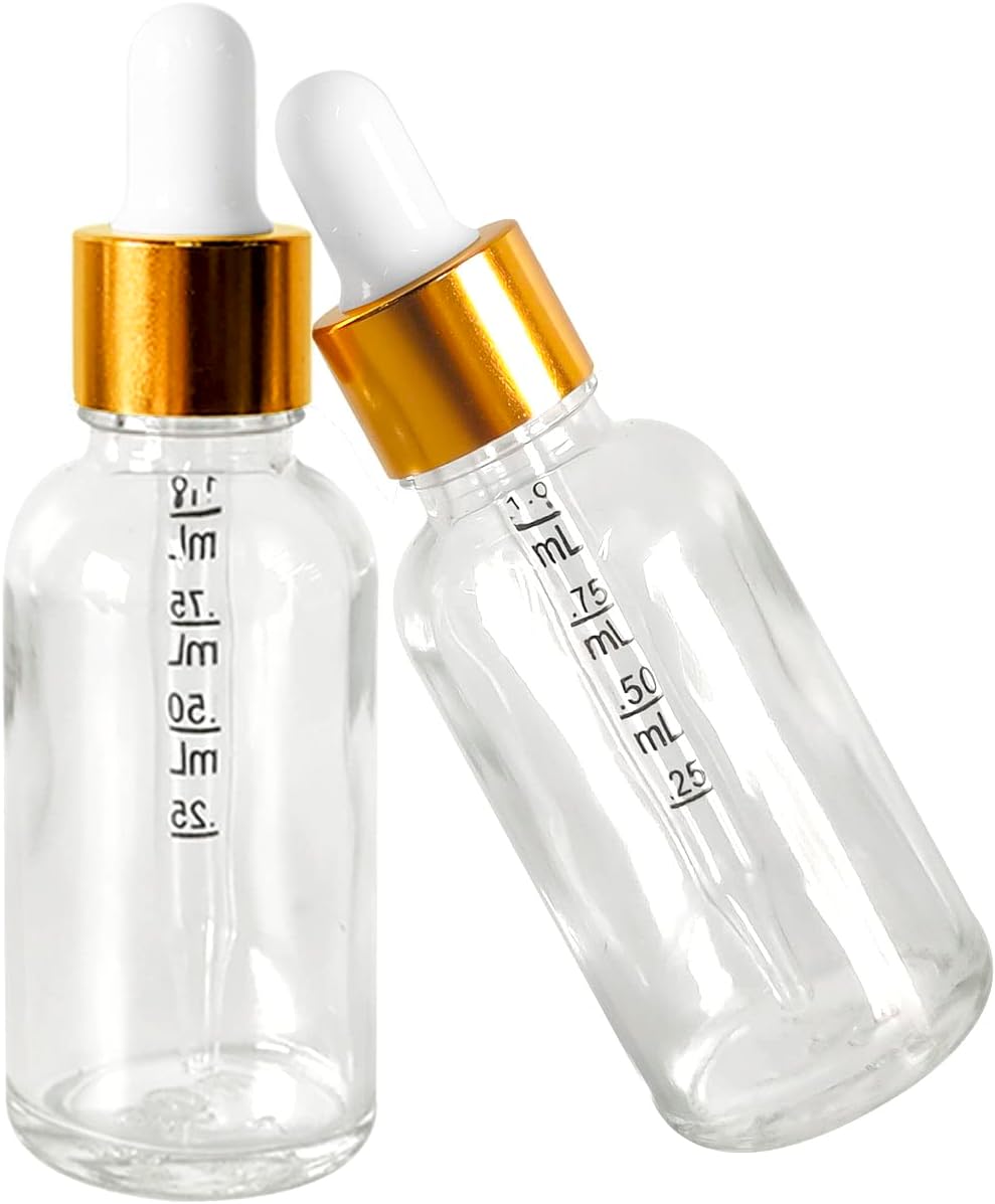 12 Pack 1oz Glass Dropper Bottles 1oz (30ml) Clear Glass Bottles with Glass Eye Dropper, Liquids Tincture Bottles, Leak Proof Travel Bottles for Essential Oils