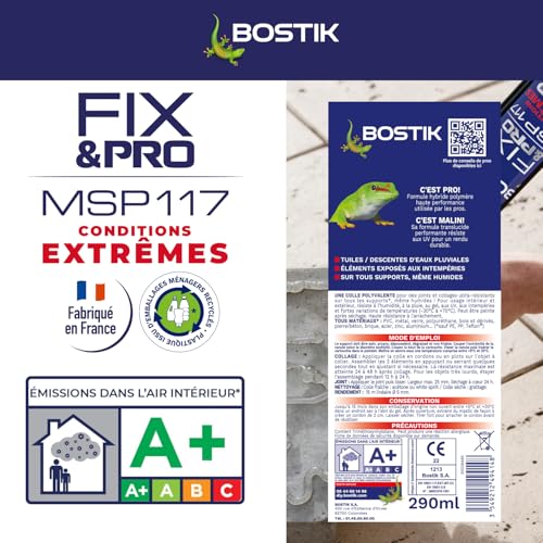 Colle MS Polymère Bostik FIX&PRO MSP 117 joint étanche extérieur 290ml - 5