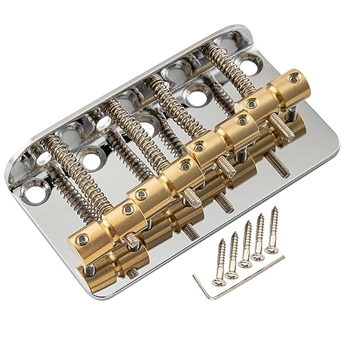 Musiclily Pro BB009 19mm Classic Standard 4-String Bass Bridge, Chrome