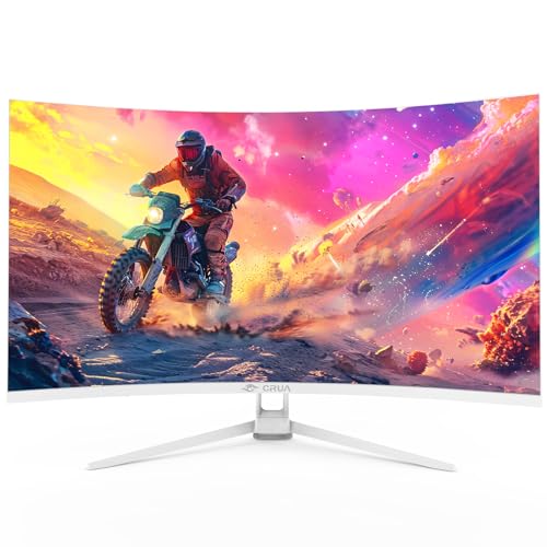CRUA 32インチ モニター 4K UHD 3840x2160 湾曲 1500R 75Hz ウルトラワイド PC モニター VA非光沢 HDMI2.0 & DP1.4 / ブルーライト軽減/傾斜調整/広い視野角/壁掛け対応