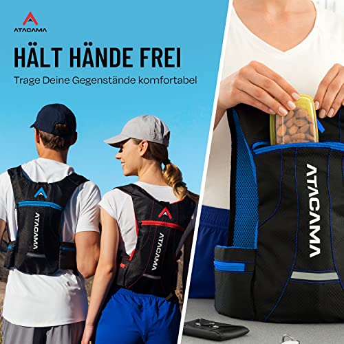 ATACAMA Laufrucksack ohne Blase zum Laufen und Fahrrad Fahren 2l rot/blau - wasserdicht, reflektierend, leicht… – Ansicht 6