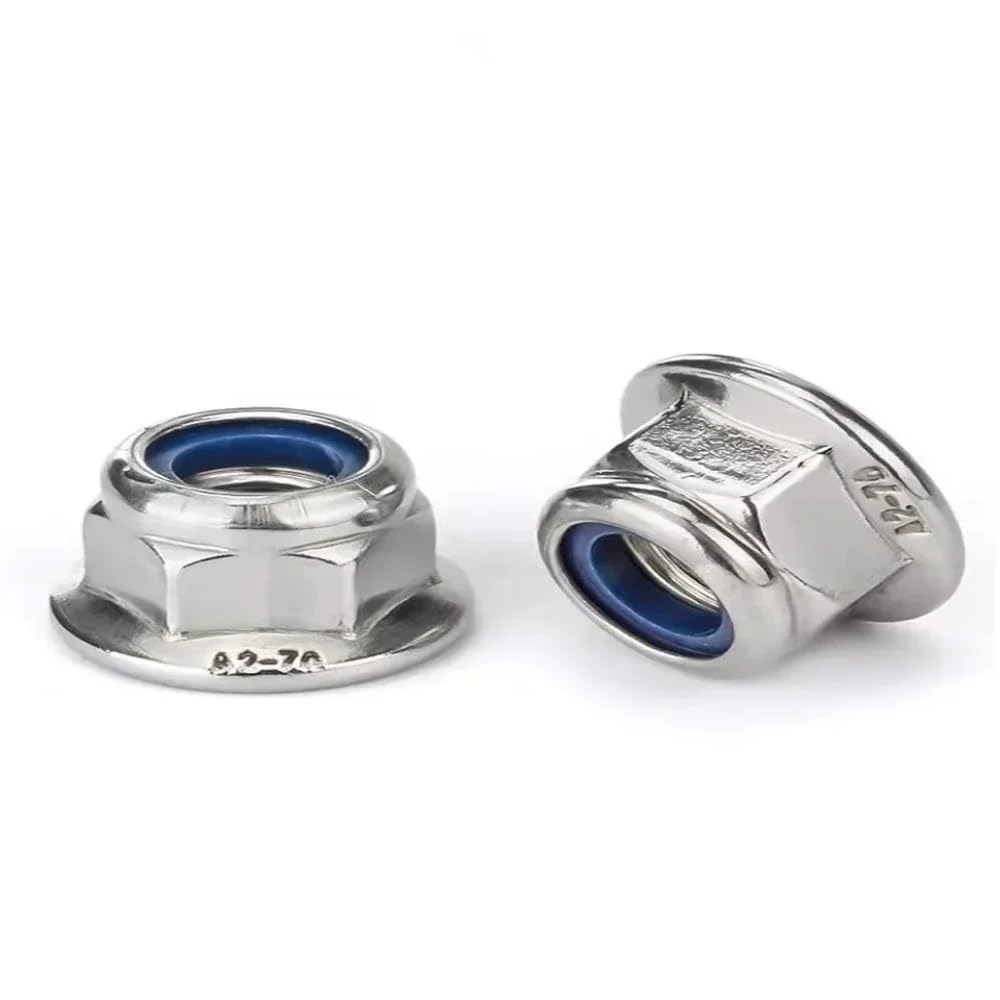 Tuerca de Bloqueo de inserción de Nailon con Brida Hexagonal de Acero Inoxidable DIN6926 304, Tuerca de Bloqueo Nylock autoblocante, M3-M16 (Size : M6 (200Pcs))