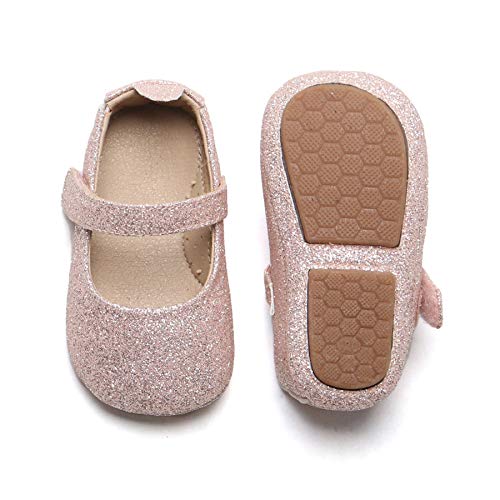 THEE BRON Infant Toddler Baby Soft Sole Leather Shoes for Girls Boys Walking Sneakers (18-24 Months Infant, 8788Pink)