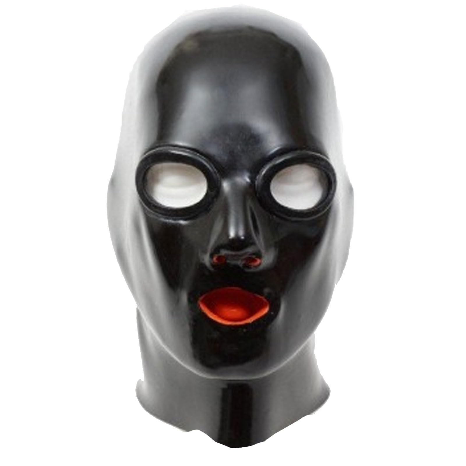 Latex Sexy Maske BDSM Maske SM Latexmaske mit Reißverschluss auf der Rückseite Cosplay Maske mit Atemlöchern Latex Hut(Size:S-63CM,Color:Schwarz)
