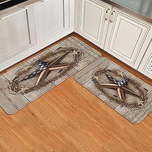 Kitchen Rugs Sets 2 Pieces Country Primitive Barn Star Patriotic on Wooden Board Americana Anti Fatigue Floor Mat Washable Doormat Non-Slip Area Runner Rugs and Mats for Kitchen,Laundry,Bathroom Kitchen Rugs Sets 2 Pieces Country Primitive Barn Star Patriotic on Wooden Board Americana Anti Fatigue Floor Mat Washable Doormat Non Slip Area Runner Rugs and Mats for KitchenLaundryBathroom