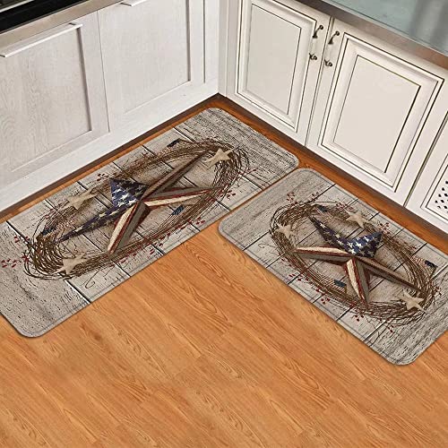 Kitchen-Rugs-Sets-2-Pieces-Country-Primitive-Barn-Star-Patriotic-on-Wooden-Board-Americana-Anti-Fatigue-Floor-Mat-Washable-Doormat-Non-Slip-Area-Runner-Rugs-and-Mats-for-KitchenLaundryBathroom Kitchen Rugs Sets 2 Pieces Country Primitive Barn Star Patriotic on Wooden Board Americana Anti Fatigue Floor Mat Washable Doormat Non Slip Area Runner Rugs and Mats for KitchenLaundryBathroom