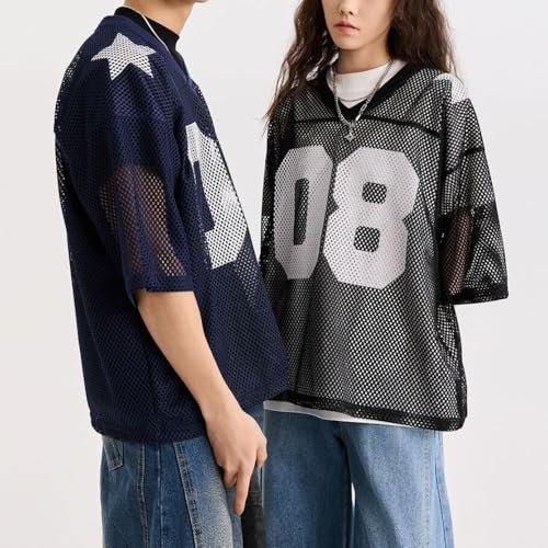 Jersey Shirts for Women Y2k Mesh Number Graphic Tees Short Sleeve Baggy Streetwear Summer Tops Oversized Sports T Shirt2