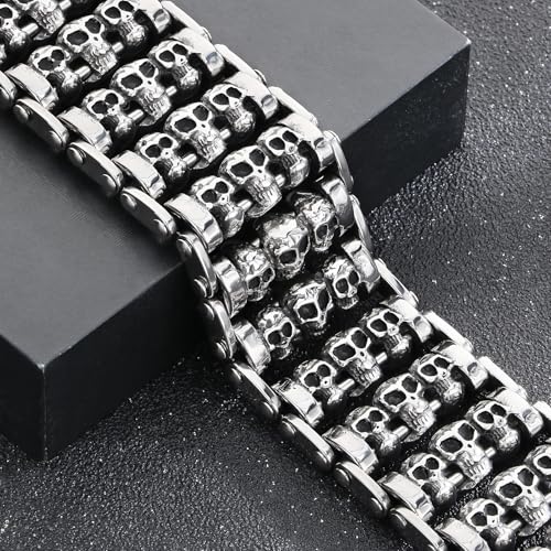 Pulsera de Hombre Cadena de Acero 316L con Calavera miniatura 6