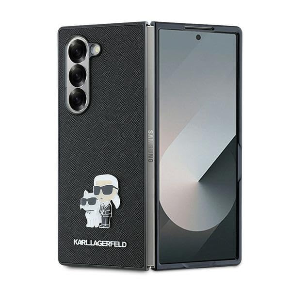 CG Mobile Karl Lagerfeld KLHCZFD6SAPKCNPK Coque pour Z Fold6 F956 Noir Saffiano Metal Pin