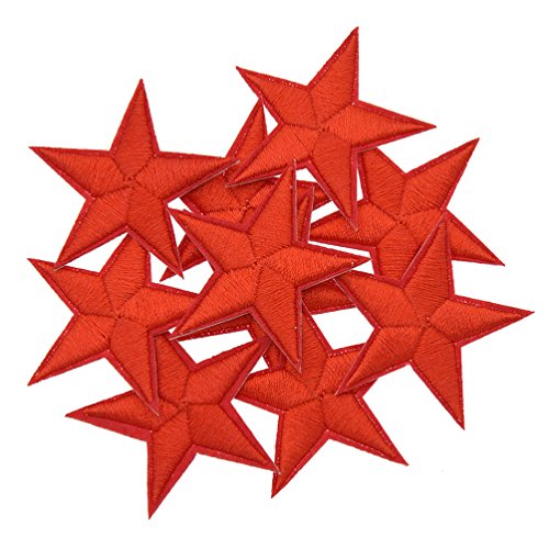 YNuth 10pcs DIY Parche Termoadhesivo Bordado del Diseño de Estrella para Decoración de Ropas Color Rojo