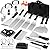 Joyfair 35Pcs Griddle Accessories Kit, Stainless Steel Flattop Grill Accessory Tool Set with Melting Domes, Professional Metal Turners for Outdoor BBQ Teppanyaki Camping Cooking (Plastic Handles)