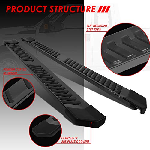 6 Inches Side Step Nerf Bar Running Boards Compatible With Ford F-250 F-350 F-450 F-550 Super Duty Crew Cab 99-16, Extruded Aluminum, Black Powder Coated #TOP1