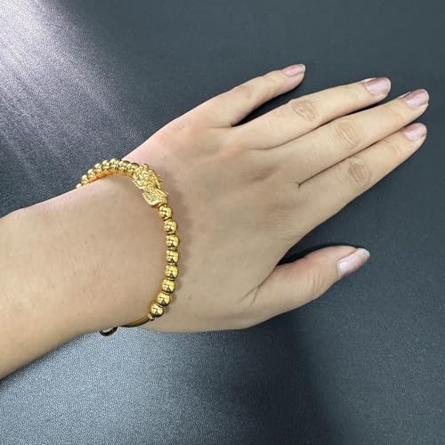 Ethlyn Claissic Jewelry Gold Plated Adjustable Beads Pixiu Bangle Bracelet Daily Versatile Accessory2
