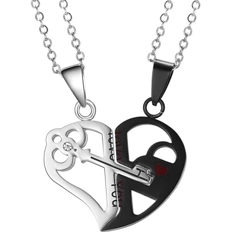 Jude Jewelers Stainless Steel Heart Shaped Lock & Key Style Two-in-One Lover...